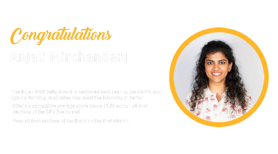 Anjali Mirchandani - Winner of the prestigious Ellijah Watt Sells Award